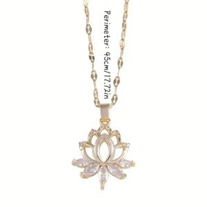 Elegant Gold and Silver Lotus Pendant  Necklace. Satya style